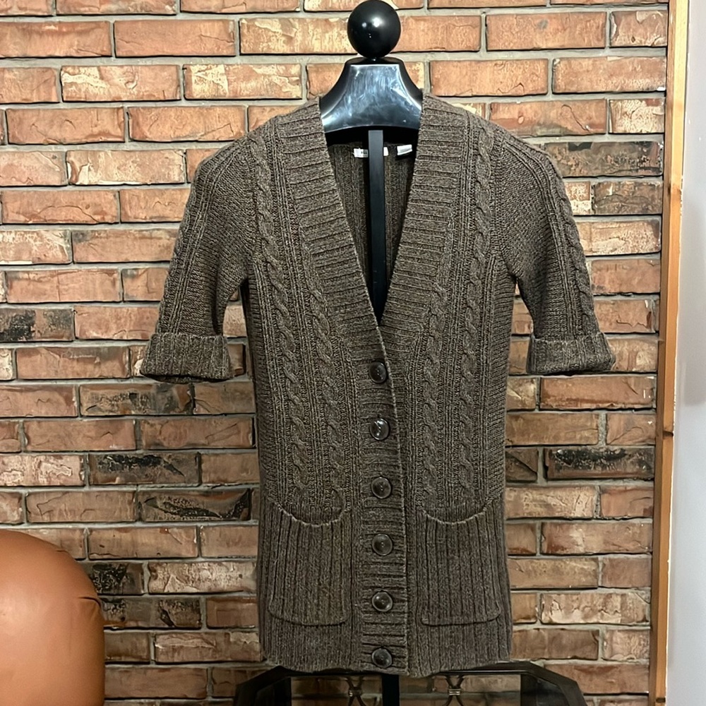 Vintage Bill Blass size small 3/4 Sleeve Front Cable Knit Cardigan